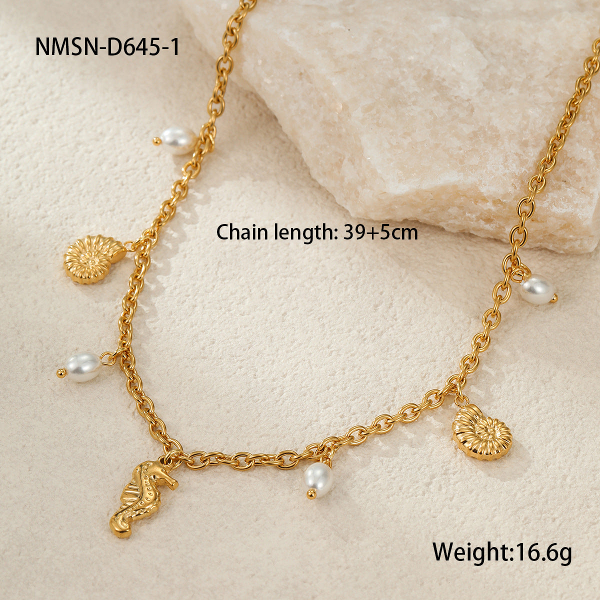 Collar de Acero Inoxidable con Diseño Geométrico de Concha y Estrella de Mar, Chapado, de Moda para Mujer