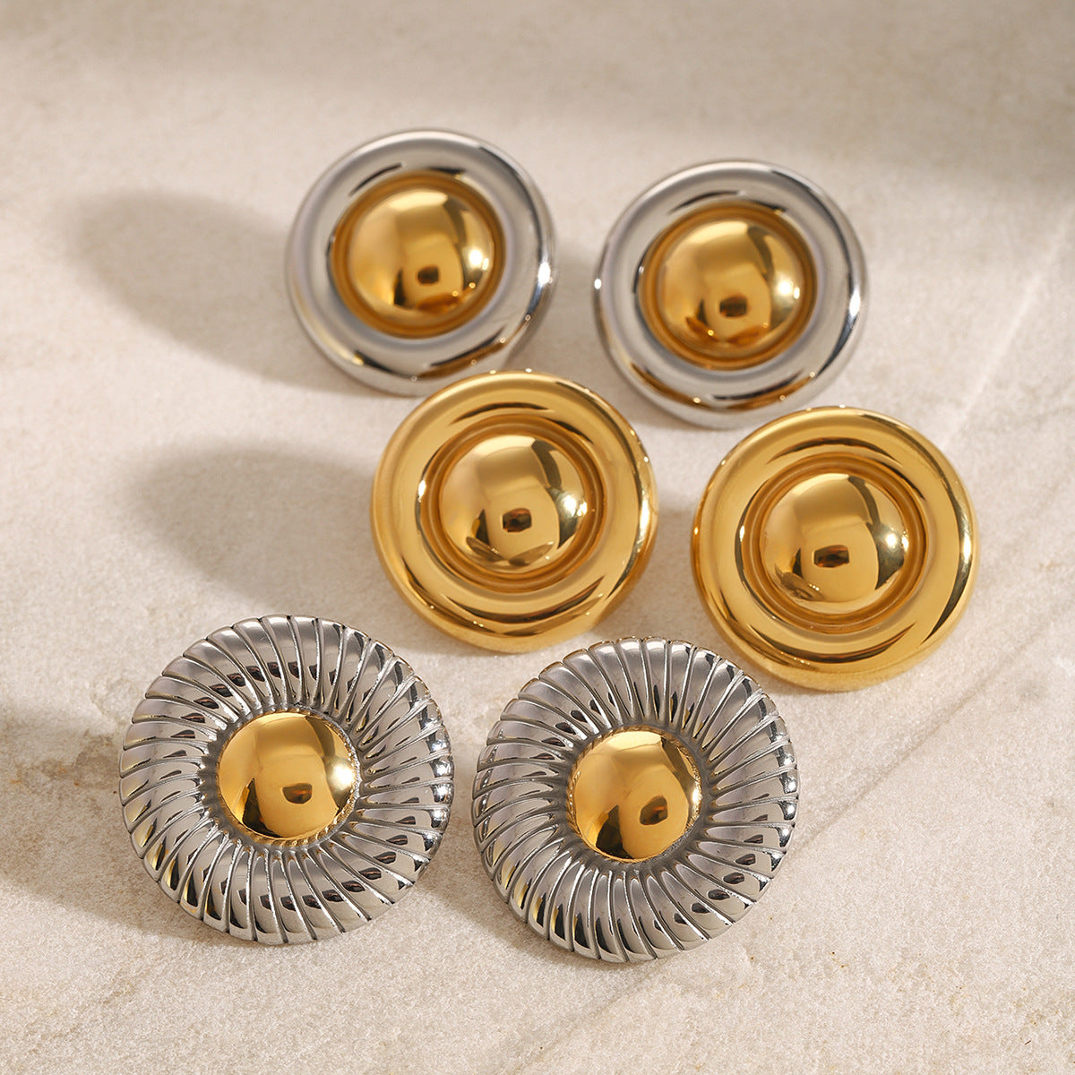 Orecchini a Cerchio da Donna Geometrici Placcati in Acciaio Inox con Stile Moderno Minimalista
