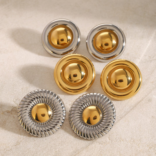 Orecchini a Cerchio da Donna Geometrici Placcati in Acciaio Inox con Stile Moderno Minimalista