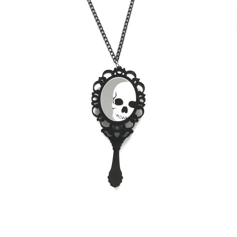 Collar gótico vintage con colgante de calavera para mujer con dije de esqueleto de acrílico y acabado hecho a mano
