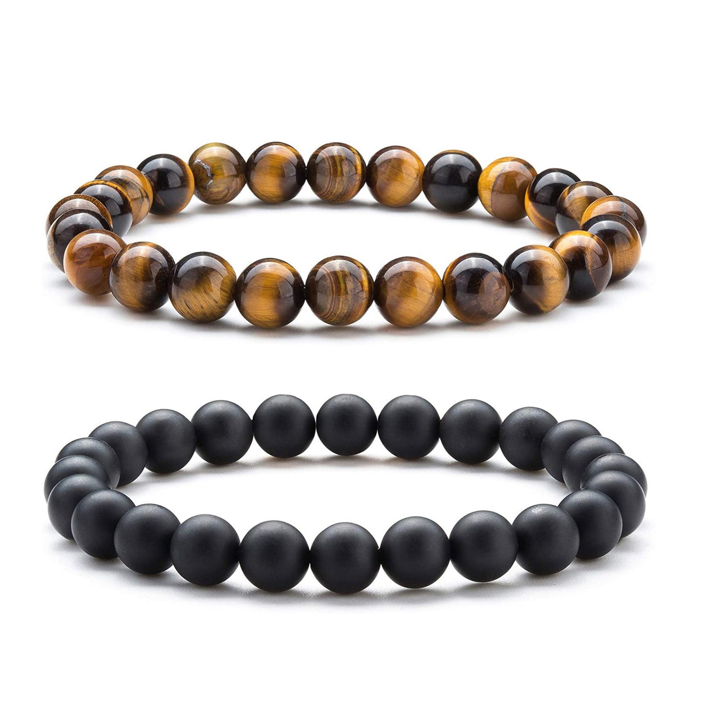 Natural Agate Geometric Beaded Bracelet Set Unisex Casual Handmade Stone Jewelry
