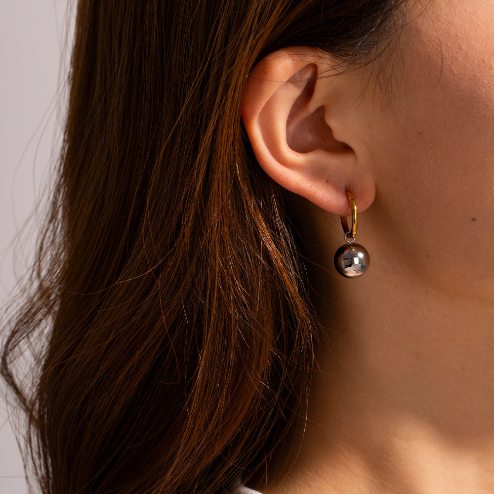 Sweet Geometric Round Plated Stainless Steel Earrings