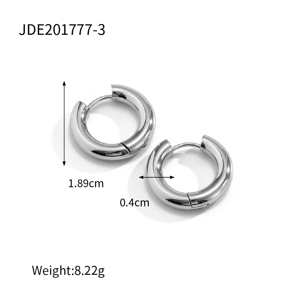 Minimalist Geometric Stainless Steel Hoop Earrings for Women with Polished Finish