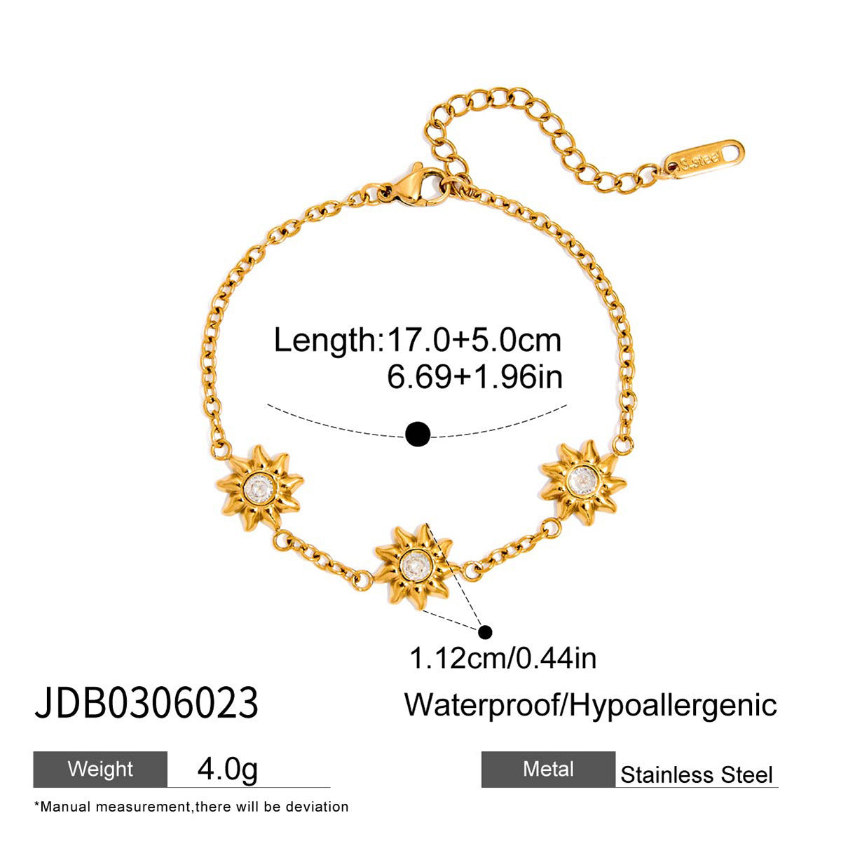 Bracciale Minimalista a Forma di Sole in Acciaio Inossidabile con Finitura Placcata da Donna, Gioiello di Lusso Leggero