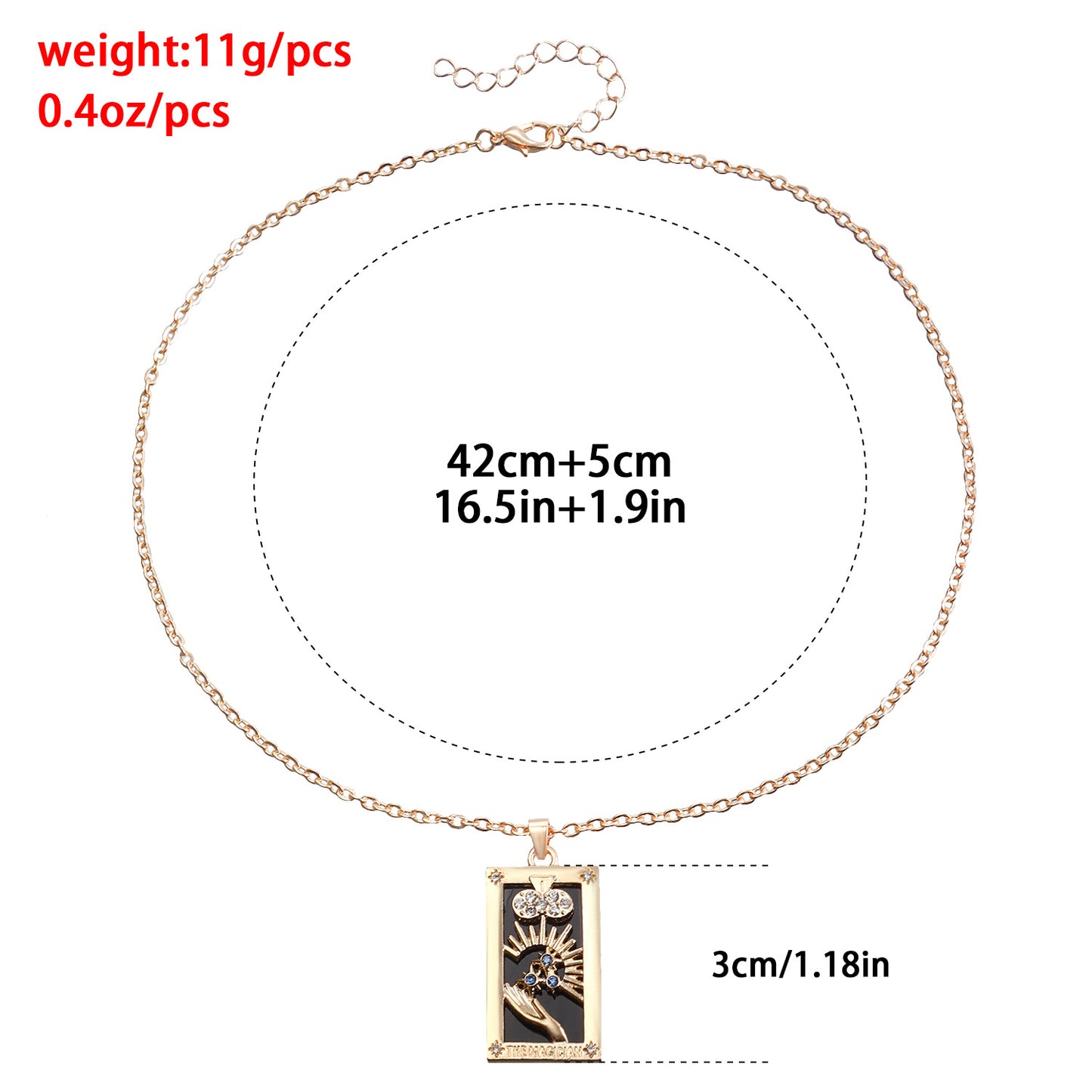 Minimalist Rectangular Tarot Pendant Necklace in Alloy with Plated Finish for Women