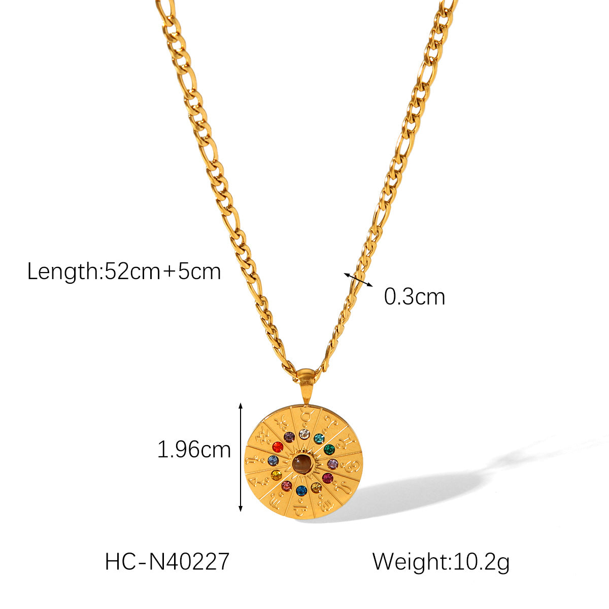 Minimalist Zodiac Constellation Pendant Necklace in Stainless Steel with Rhinestone Inlay and Gold Plating for Women
