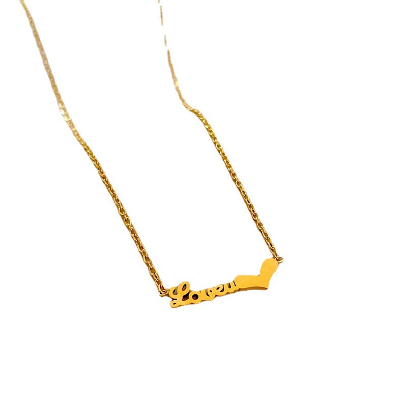 Collana pendente con lettera geometrica a cuore minimalista in acciaio al titanio per un look casual ed elegante unisex
