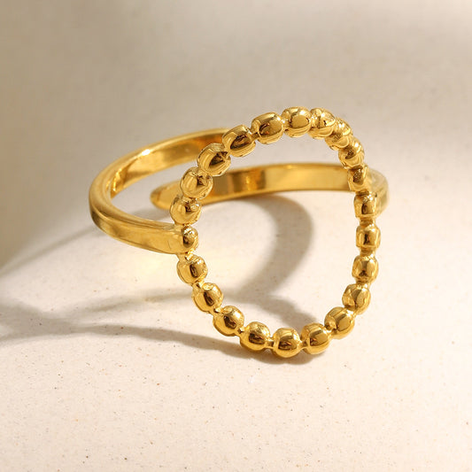Anillo minimalista geométrico de acero inoxidable con baño de oro de 18 quilates y banda abierta en forma de O para mujer