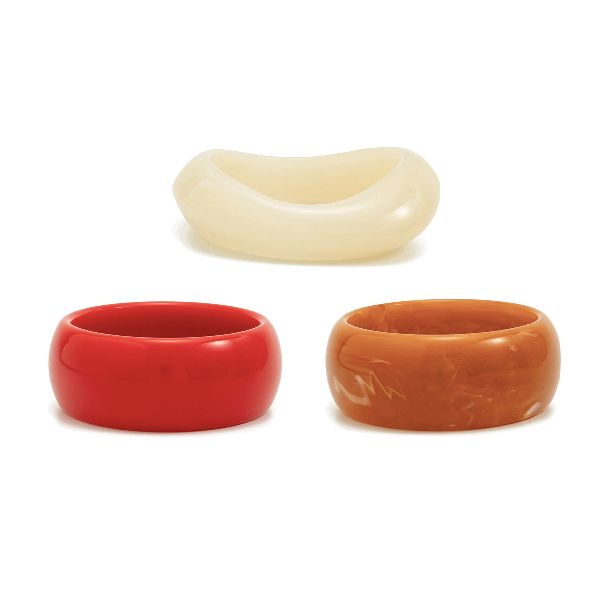 Vintage Wide Irregular Round Resin Bangle Bracelet with Gradient Pattern