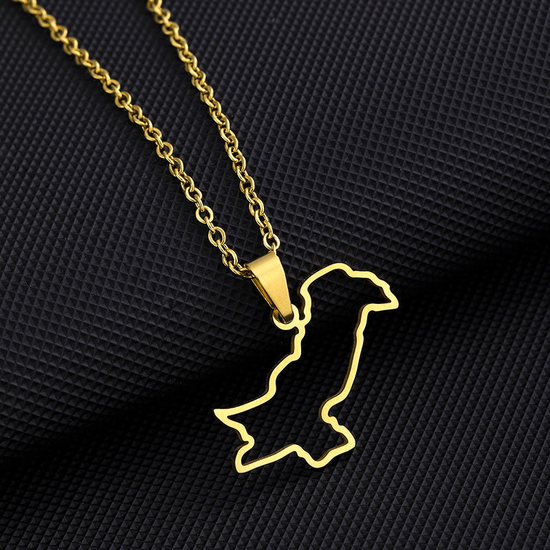 Collana con Pendente Geometrico Etnico Vintage da Donna e Uomo in Acciaio Inossidabile con Pendente in Acciaio al Titanio e Finitura Placcata su Catena ad "O"