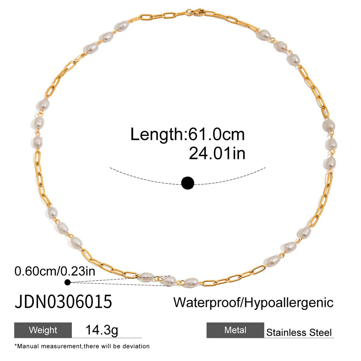 Minimalist Geometric Freshwater Pearl Titanium Steel Necklace PVD Gold Plated Stainless Steel Pendant for Women