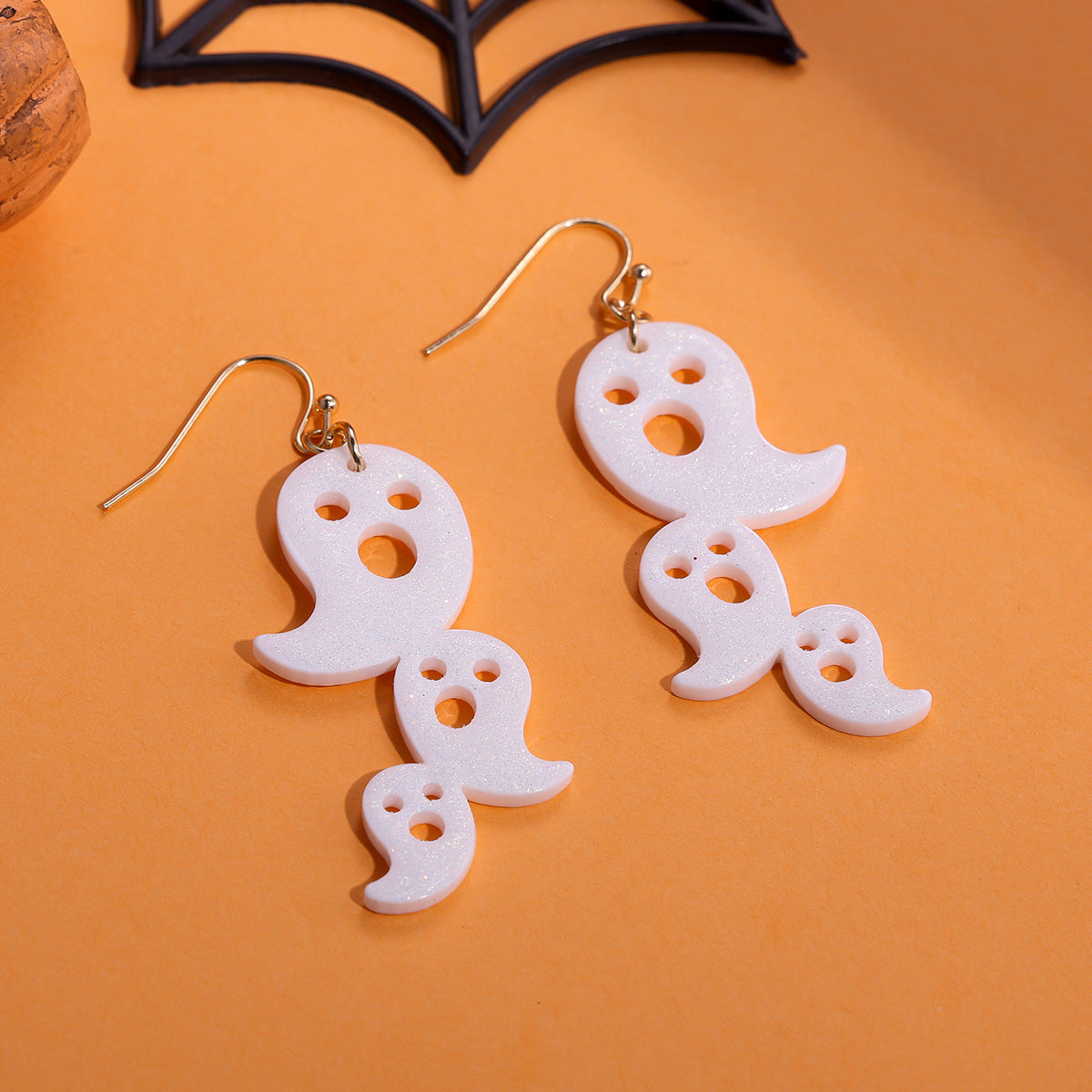 Juego de pendientes de Halloween estilo dibujos animados con diseño de calabaza, aretes de aleación y postes de acero inoxidable para mujer
